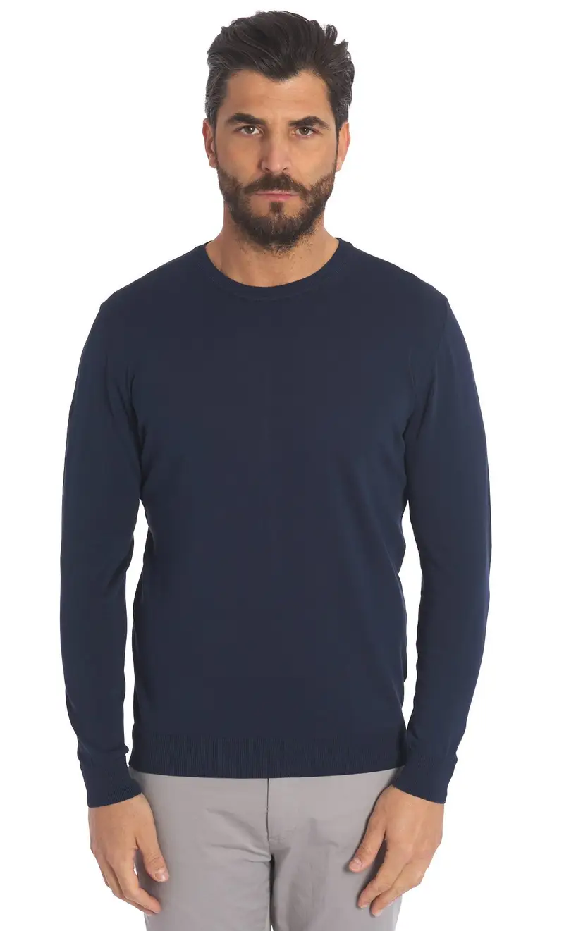 Maglia privati firenze girocollo in cotone, colore blu