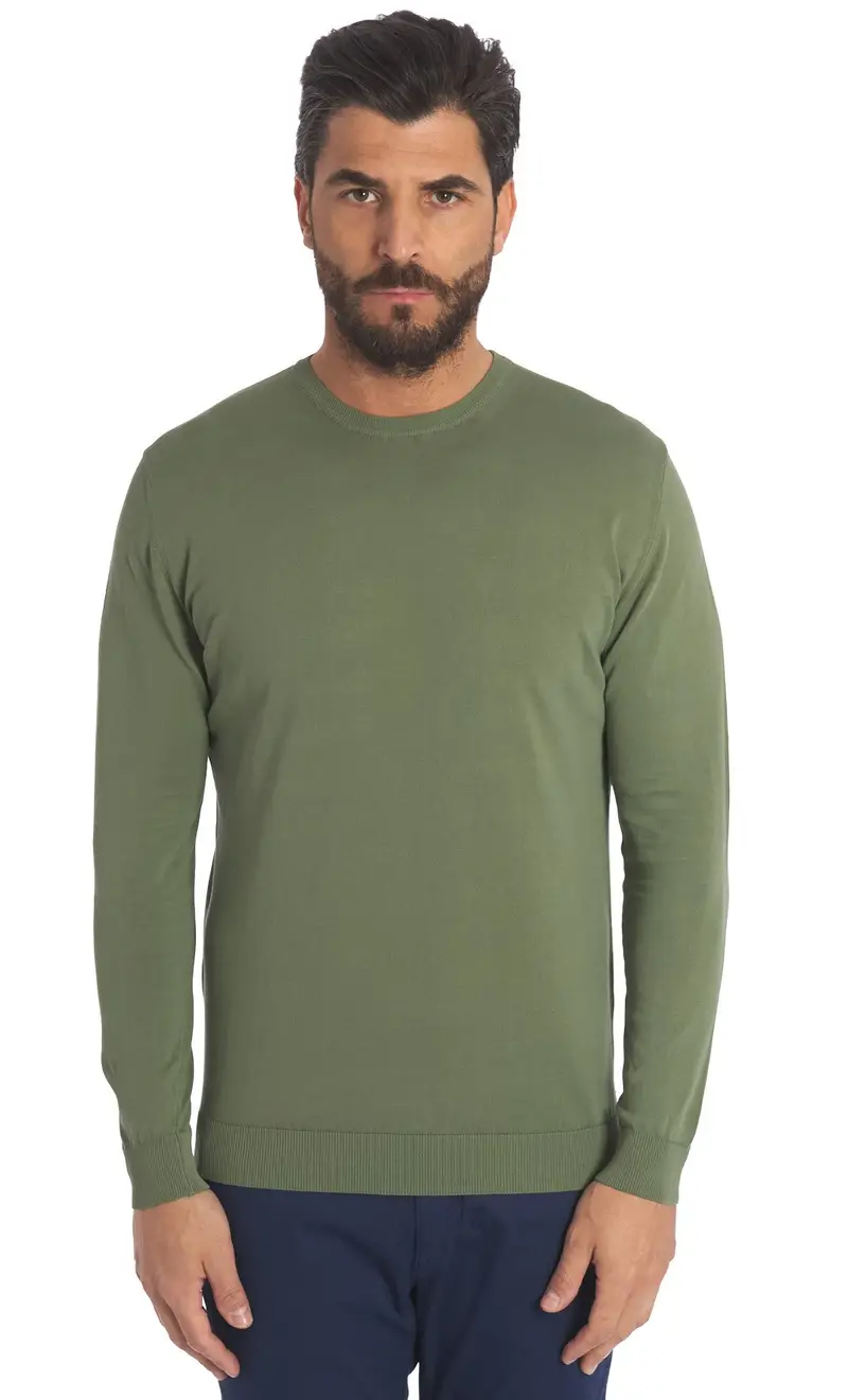 Maglia privati firenze girocollo in cotone, colore militare