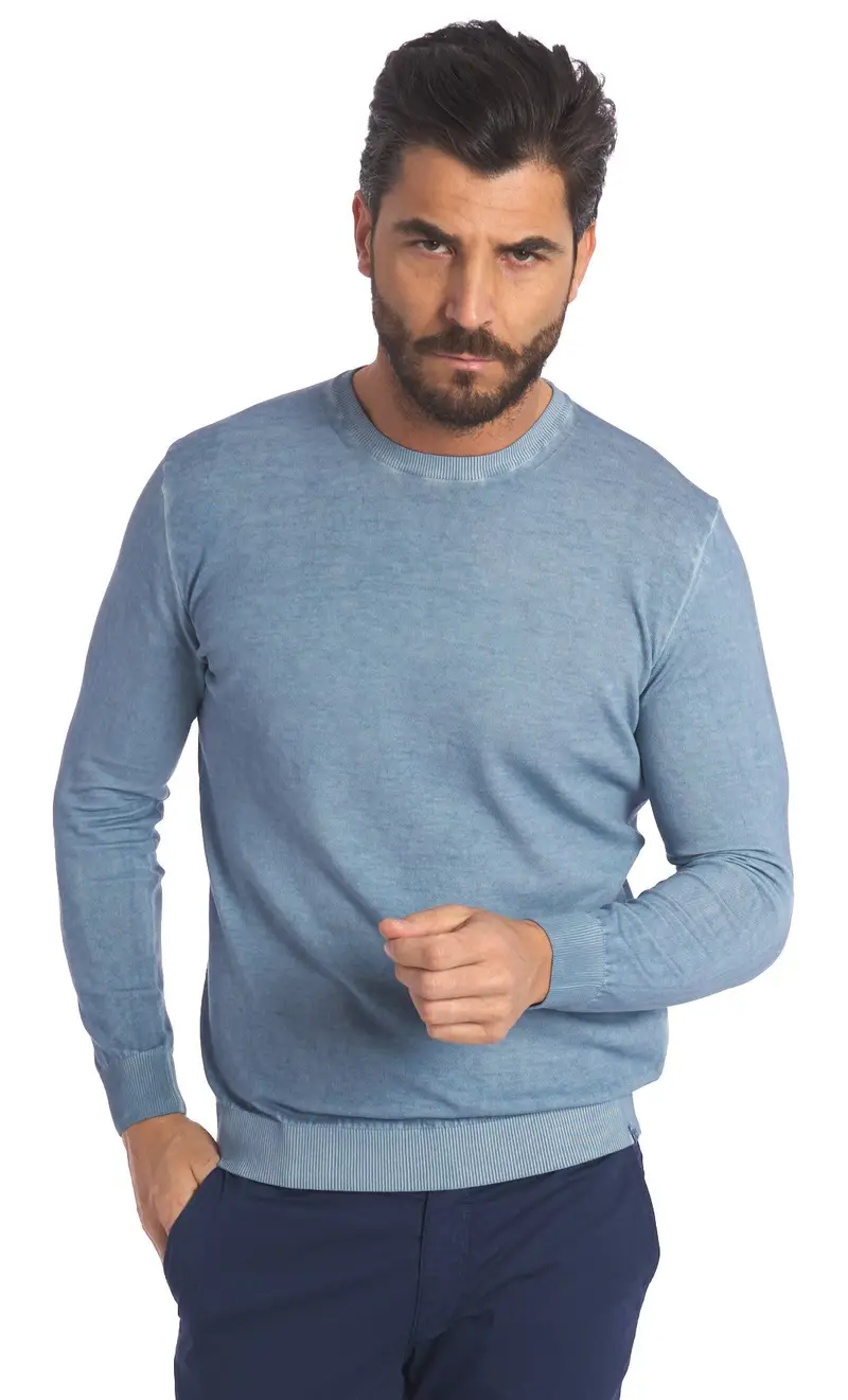 Maglia privati firenze lavata in filo, colore avio