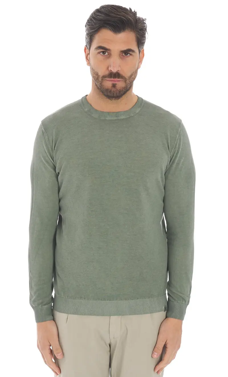 Maglia privati firenze lavata in filo, colore militare