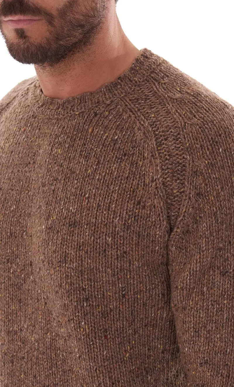 Maglione girocollo privati firenze moulinè, colore moro miniatura 2