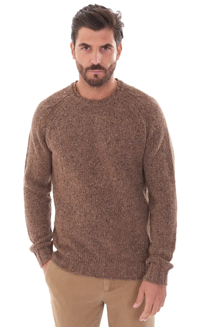 Maglione girocollo privati firenze moulinè, colore moro