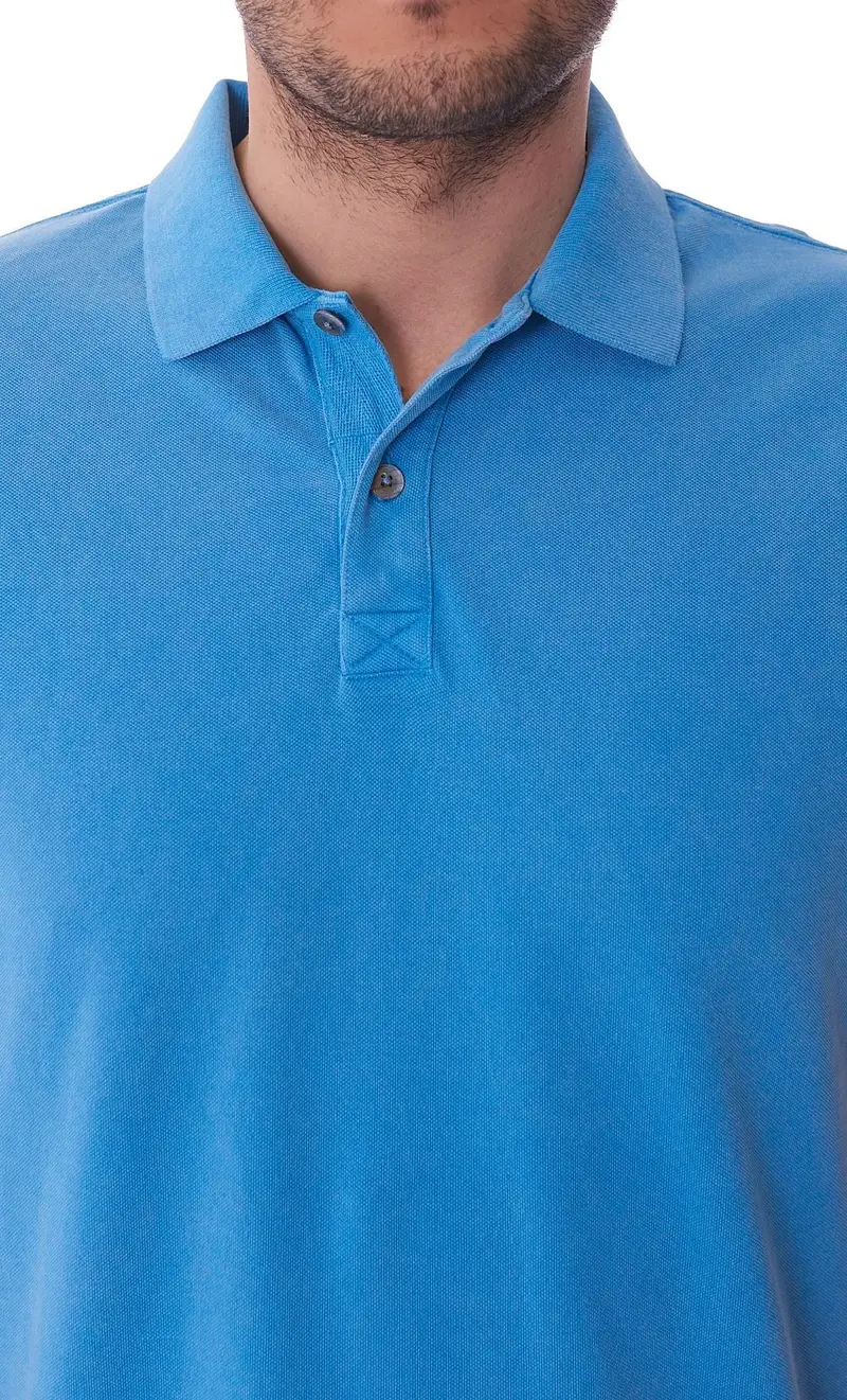 Polo privati firenze in piquet lavato, colore azzurro miniatura 2