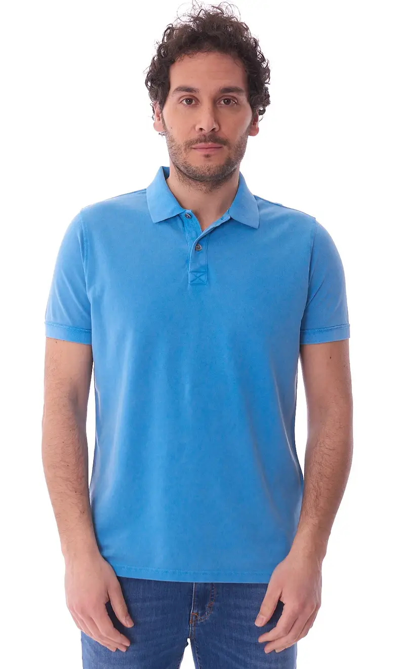 Polo privati firenze in piquet lavato, colore azzurro