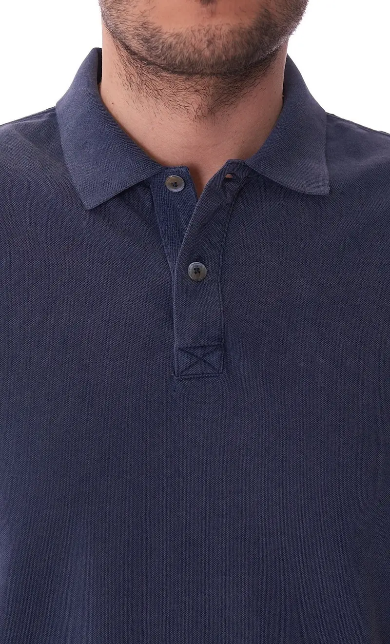 Polo privati firenze in piquet lavato, colore blu miniatura 2