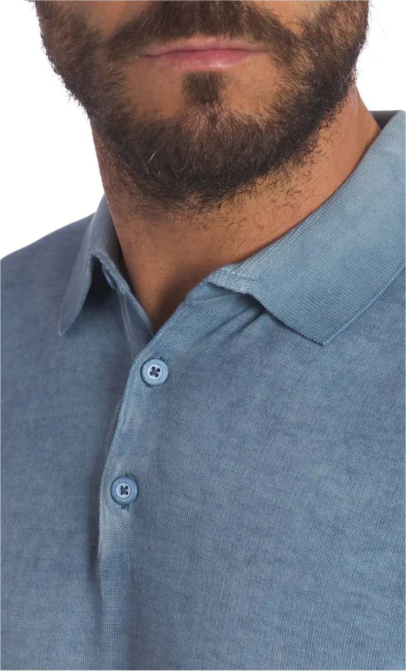 Polo privati firenze lavata in filo, colore avio miniatura 2