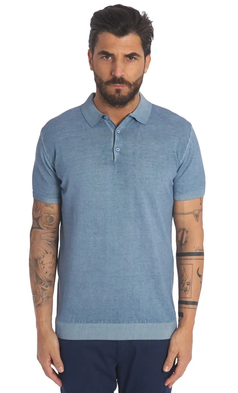 Polo privati firenze lavata in filo, colore avio