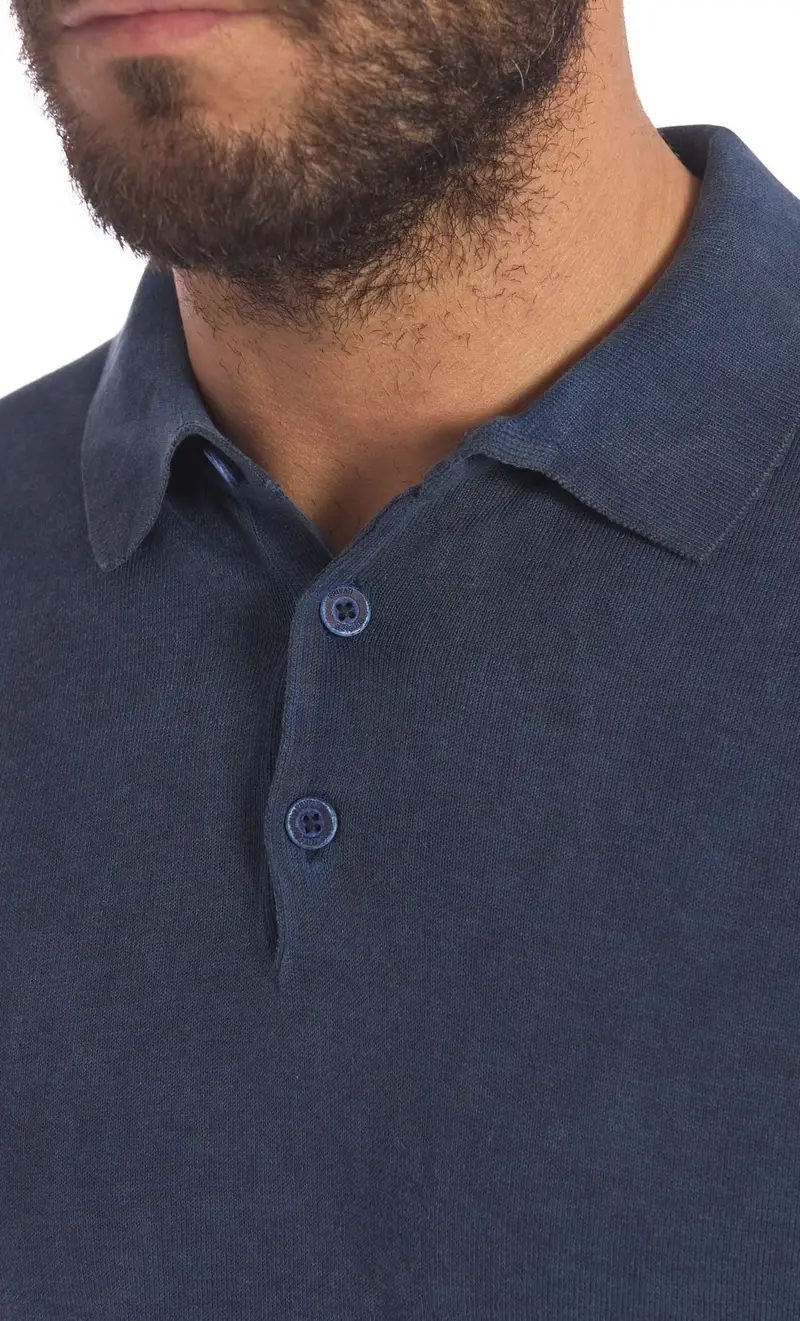 Polo privati firenze lavata in filo, colore blu miniatura 2
