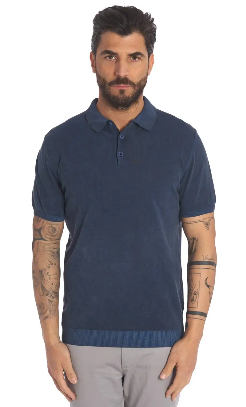 Polo privati firenze lavata in filo, colore blu
