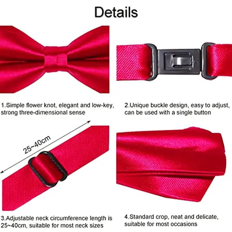 Probuk Papillon per Ragazzi 10 * 5cm in Poliestere Classico Regolabile in Tinta Unita con Chiusura a Gancio Papillon miniatura 3