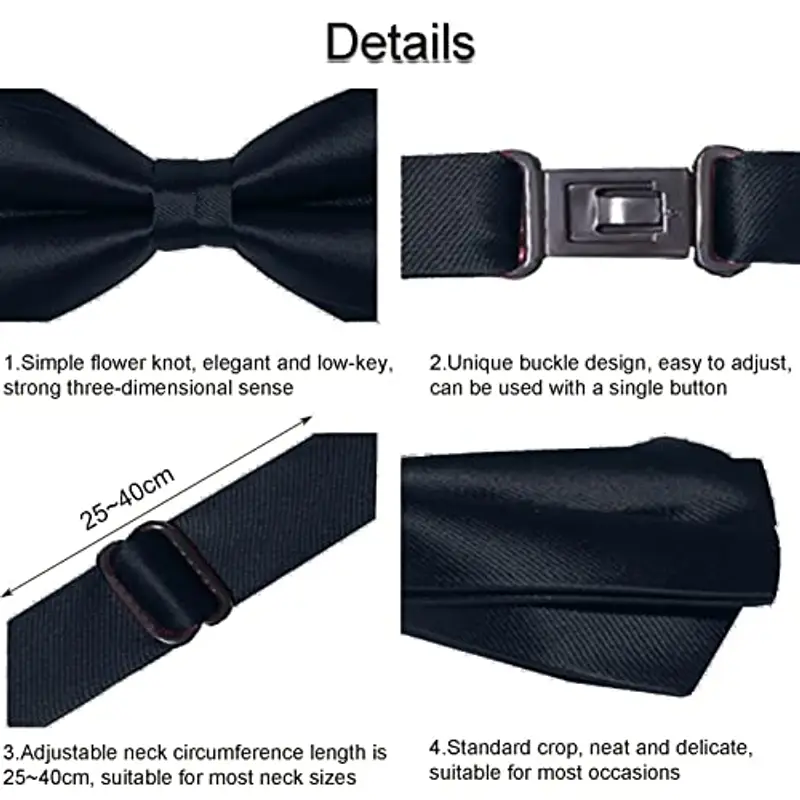 Probuk Papillon per Ragazzi 10 * 5cm in Poliestere Classico Regolabile in Tinta Unita con Chiusura a Gancio Papillon miniatura 3