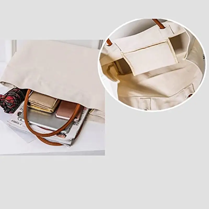 Produttore su misura semplice borsa di tela di canapa di capacità elevata borsa di tela tela Tote, BK1, Taglia unica miniatura 2