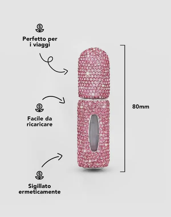 Porta Profumo da Viaggio Rosa con Strass 5ml miniatura 3