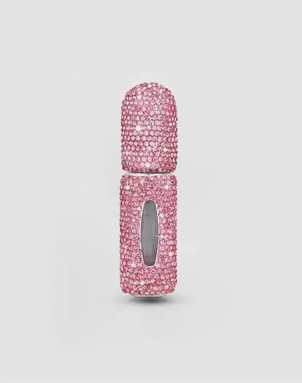 Porta Profumo da Viaggio Rosa con Strass 5ml