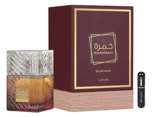 Profumo Khamrah Dukhan Eau de Parfum 100 ml, profumo arabo unisex a lunga durata, con atomizzatore ricaricabile,