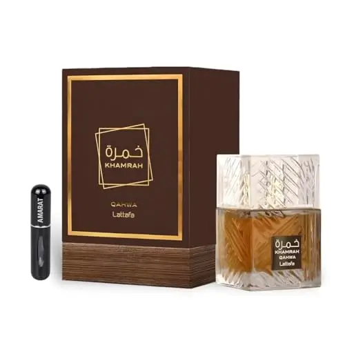 Profumo Khamrah Qahwa originale 100 ml, Eau da Perfum Unisex importato da Dubai con aromi piacevoli di lunga durata,