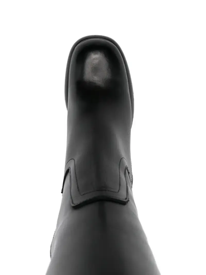 Progetto Stivali Neri in Pelle con Tacco Largo miniatura 3