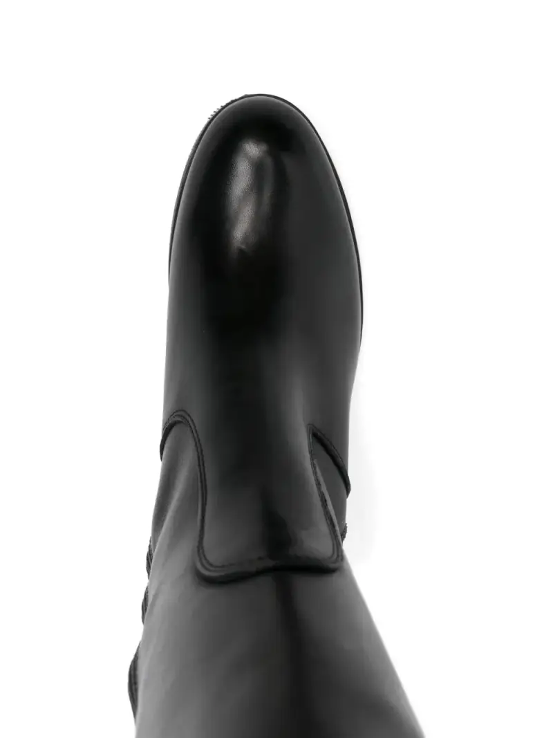 Progetto Stivali in pelle neri con tacco a blocco miniatura 2