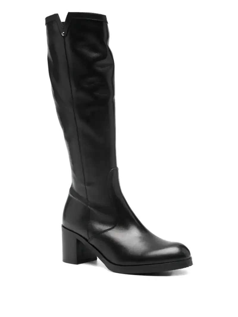 Progetto Stivali in pelle neri con tacco a blocco miniatura 3