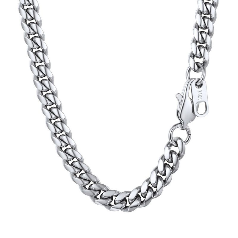 PROSTEEL Collana Uomo Catena Cubana Acciaio Inossidabile Argento