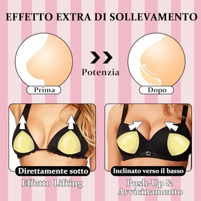 prowithlin Reggiseno Invisibile Push Up - Coppe Adesive Seno Riutilizzabili, Reggiseno Adesivo Donna, Reggiseno Push Up Invisibile (IT, Testo, Taglia Unica, Regular, Regular) miniatura 3