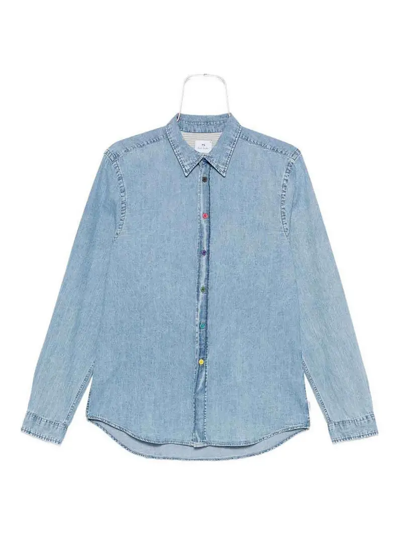 Camicia di cotone a strisce Blu