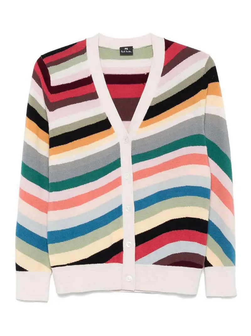 Cardigan in lana a strisce Multicolore