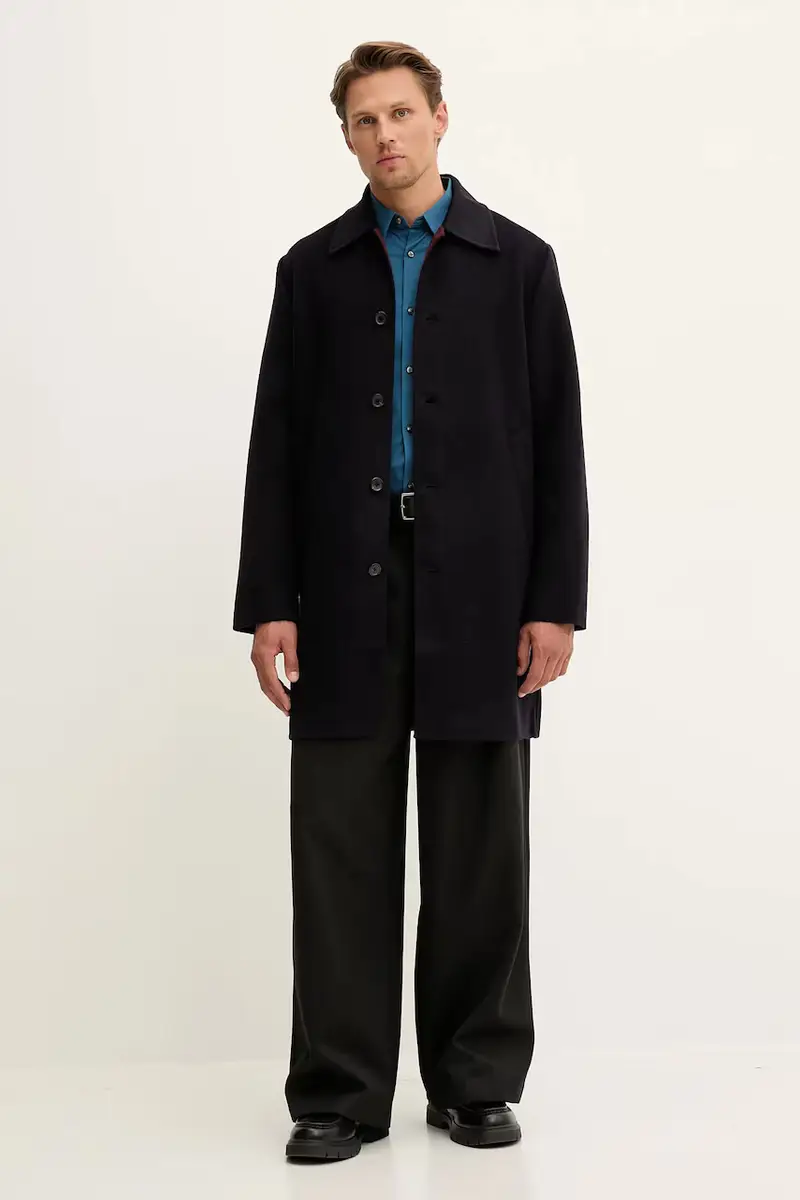 cappotto in lana colore blu navy M2R-667Z-T22484 miniatura 2