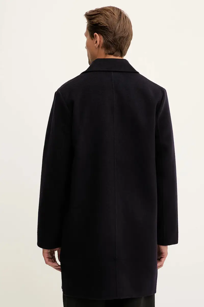 cappotto in lana colore blu navy M2R-667Z-T22484 miniatura 3