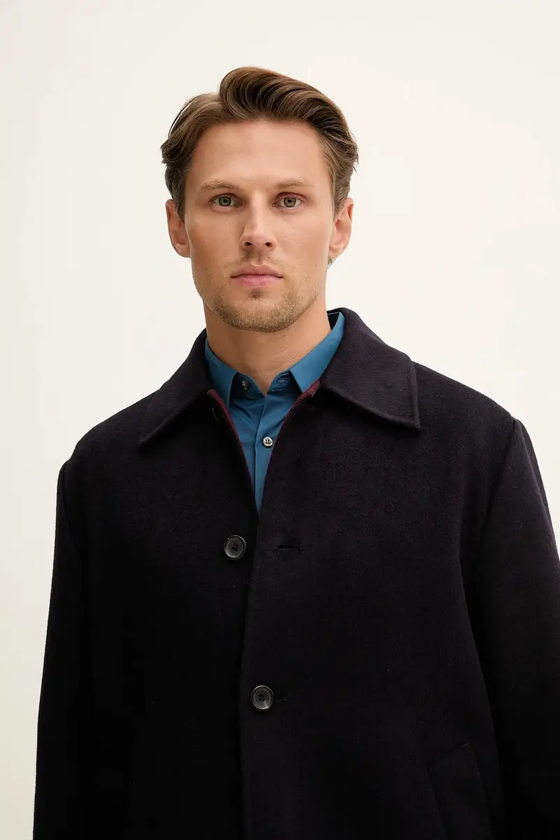 cappotto in lana colore blu navy M2R-667Z-T22484 miniatura 4