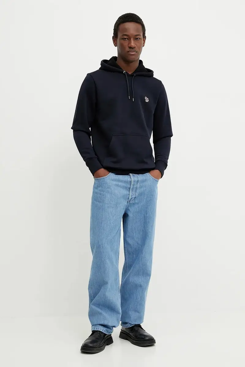 felpa in cotone uomo colore blu navy con cappuccio M2R.284S.KZEBRA miniatura 2