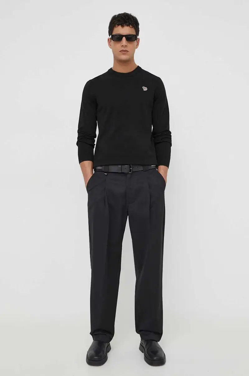 maglione in cotone colore nero miniatura 2