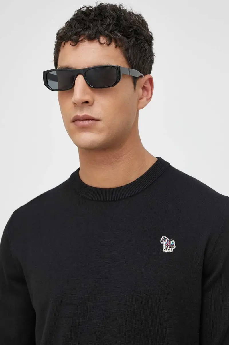 maglione in cotone colore nero miniatura 4