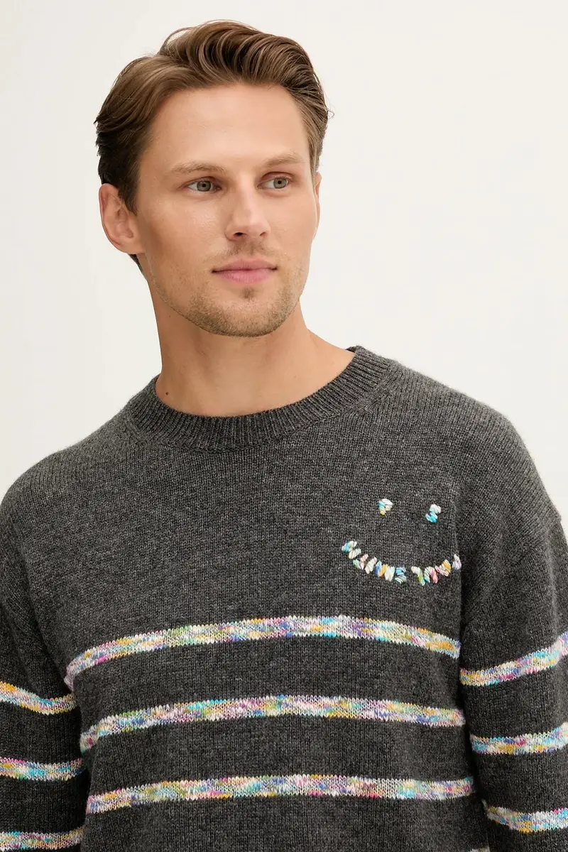 maglione in lana uomo colore grigio M2R-507Z-T22516 miniatura 4