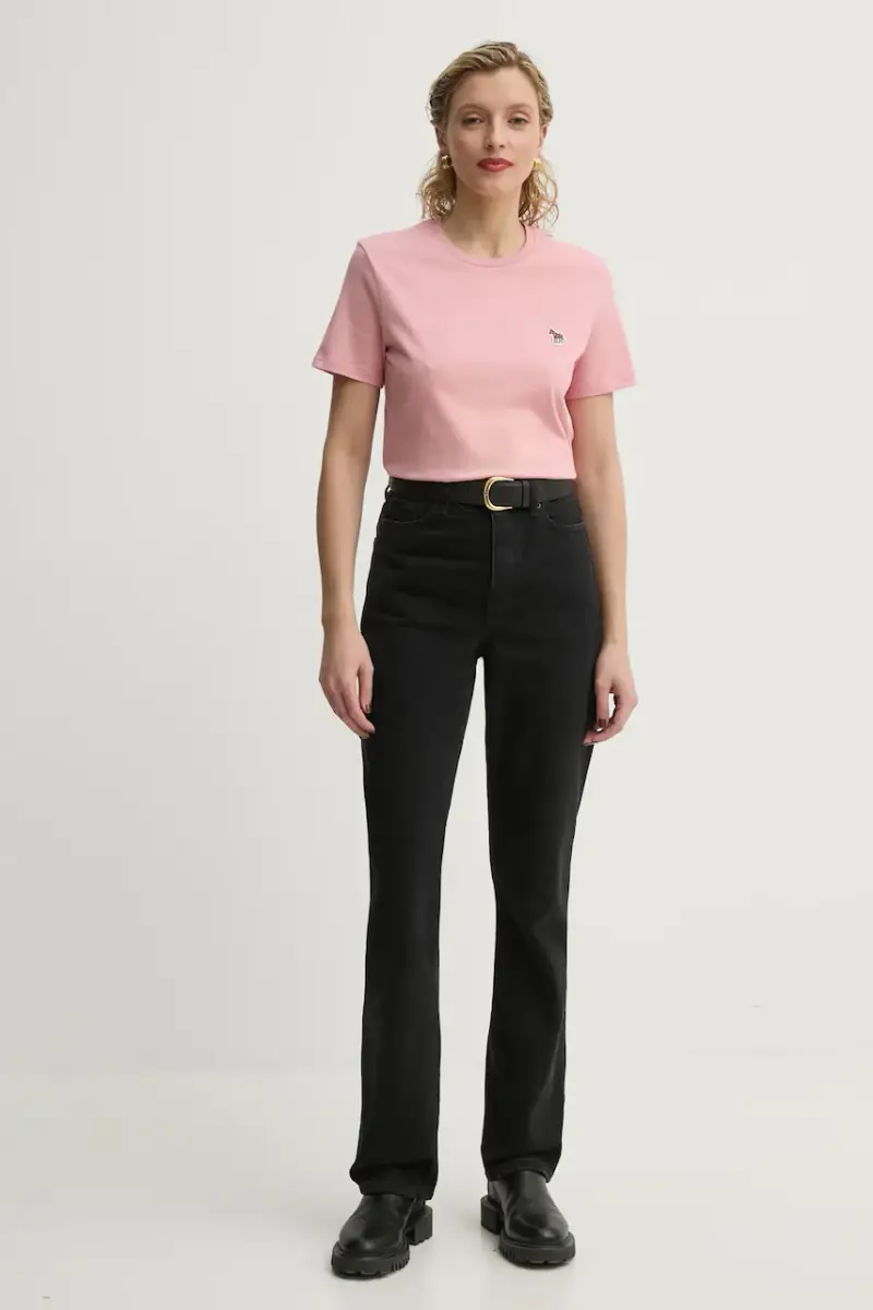 t-shirt in cotone colore rosa miniatura 2