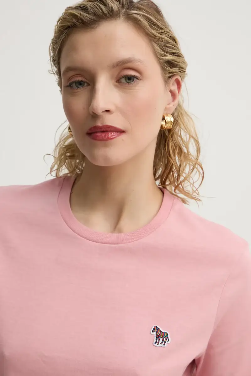 t-shirt in cotone colore rosa miniatura 4