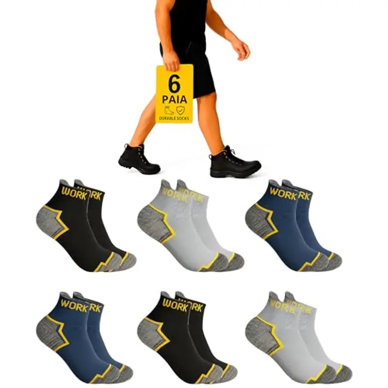 PS PROUTHS Calzini da Lavoro Uomo Estivi, Calzini da Lavoro Donna Estivi, 95% Cotone, Imbottitura extra morbida e confortevole (IT, Numero, 40, 46, Regular, Regular, M/E)