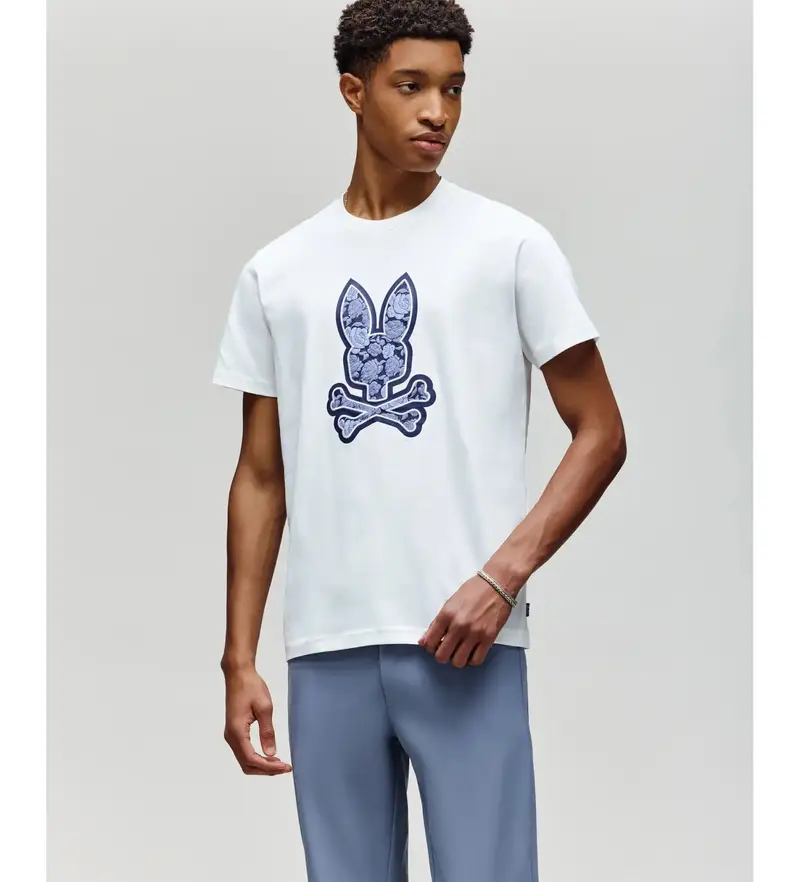 per uomo MT0200101 Maglietta bianca Rowen (M), Bianco, Casual, Cotone, Manica corta Floreale