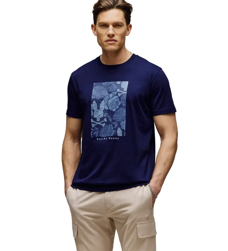 per uomo MT0200102 Maglietta nera con rosa (S), Casual, Cotone, Manica corta, Navy Blu