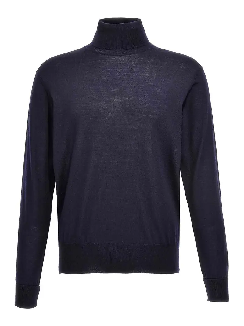 Maglione dolcevita in lana merino Blu