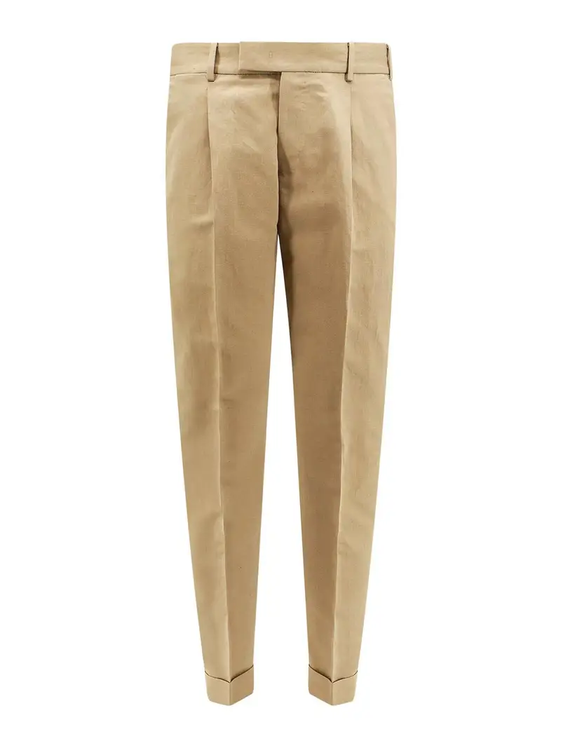 Pantalone in cotone e lino Beige