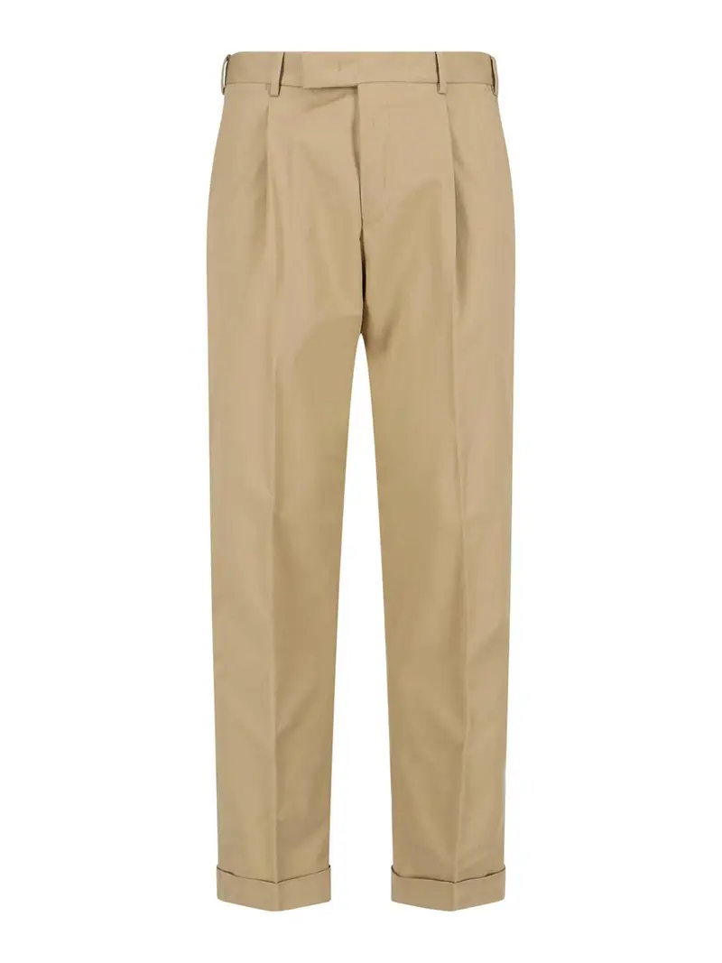 Pantaloni In Cotone Beige