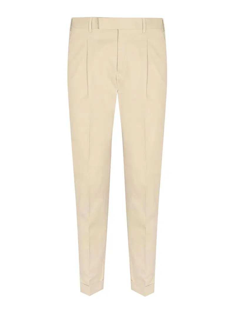 Pantaloni In Cotone Con Pieghe Grigio