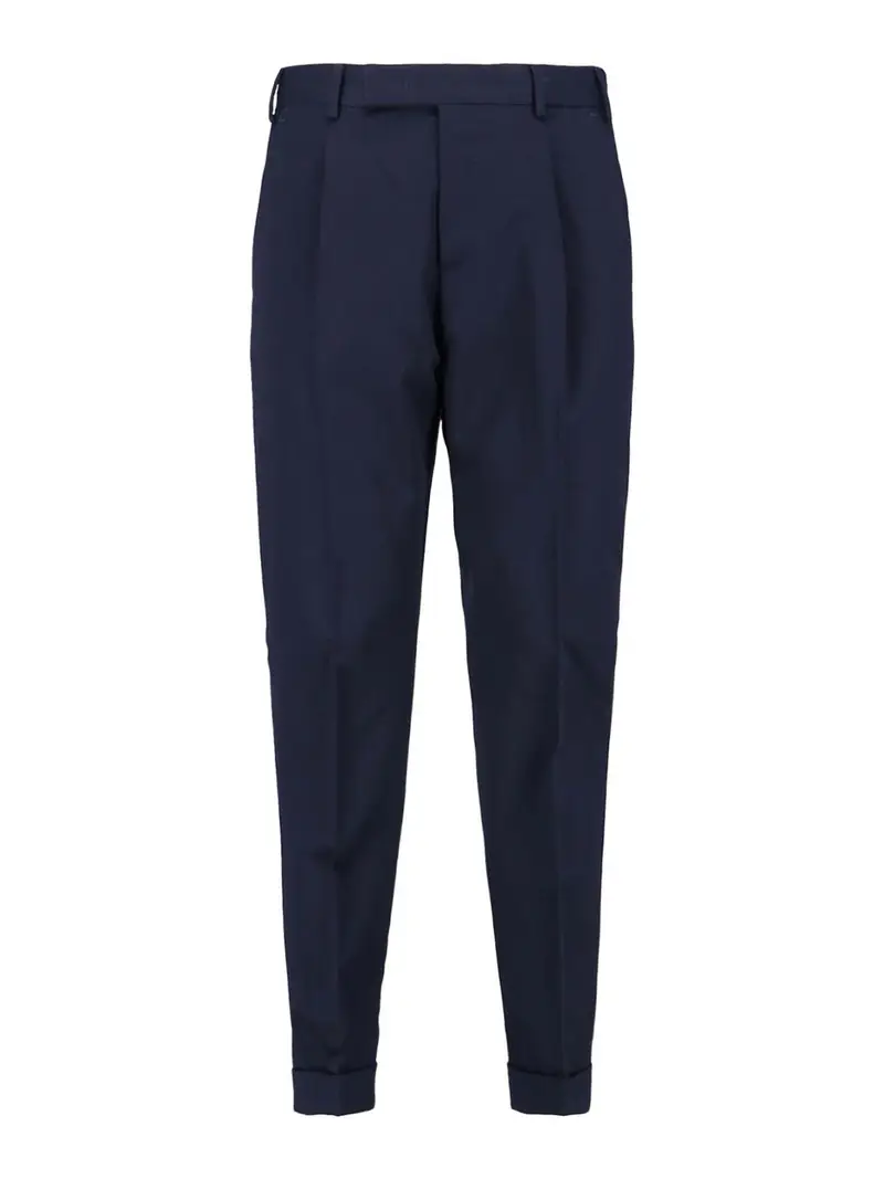 Pantaloni In Lana Vergine Blu