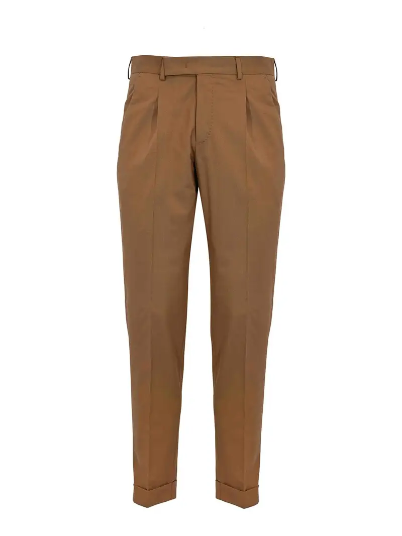 Pantaloni In Misto Lana Con Pieghe Marrone