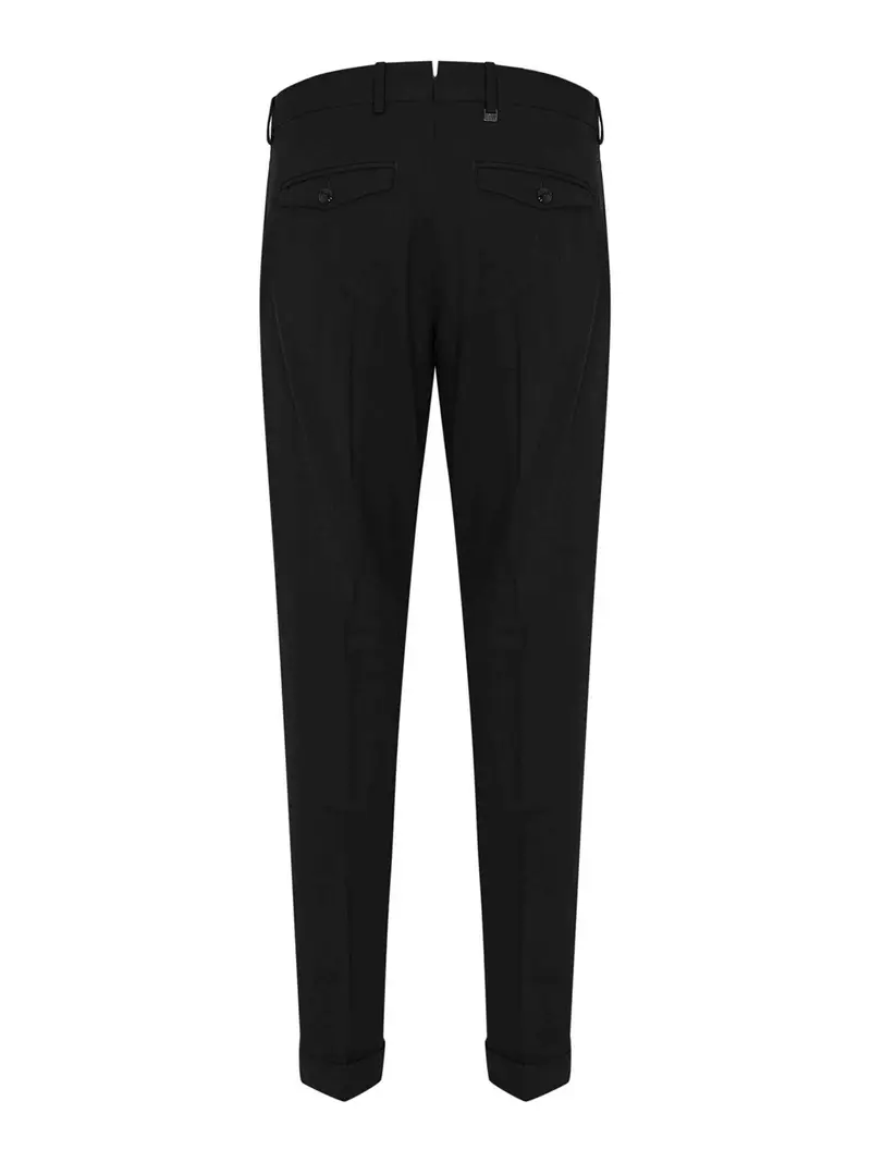Pantaloni In Misto Lana Con Pieghe Nero