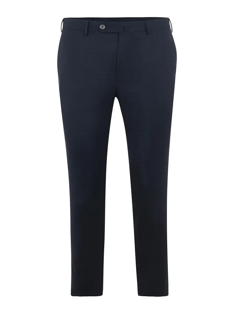 Pantaloni in misto lana pied de poule Blu