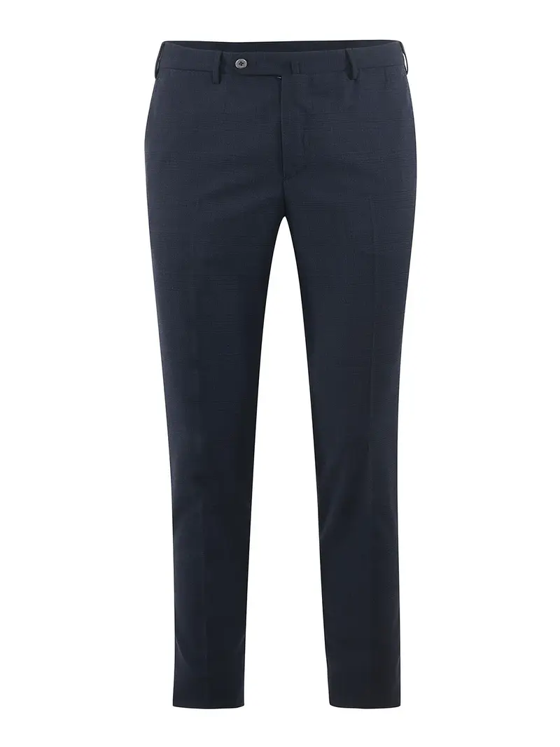 Pantaloni in misto lana Principe di Galles Blu