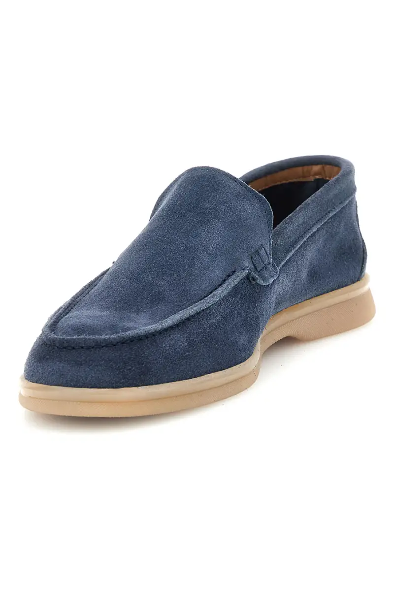 Mocassini blu in vera pelle made in Italy Ptr 800 [JEANS] miniatura 4