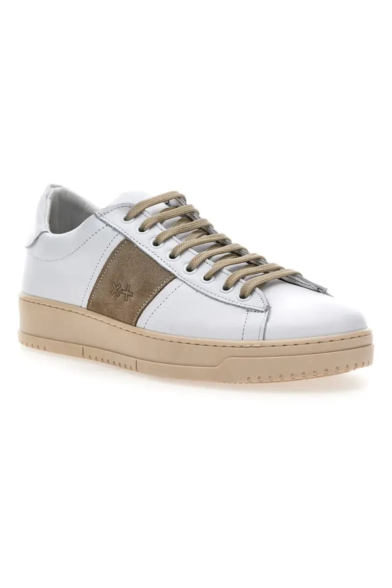 Sneakers bianche in vera pelle con inserti beige PTR 3000 [BIANCO miniatura 2